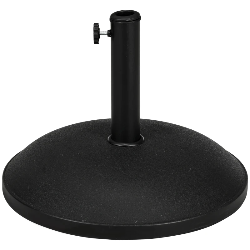Outsunny 20" 55 lbs Round Cement Umbrella Base Stand Market Parasol Holder with Tightening Knob & Easy Setup, for Φ1.3", Φ1.5", Φ1.9" Pole, for Lawn, Deck, Backyard, Garden, Black