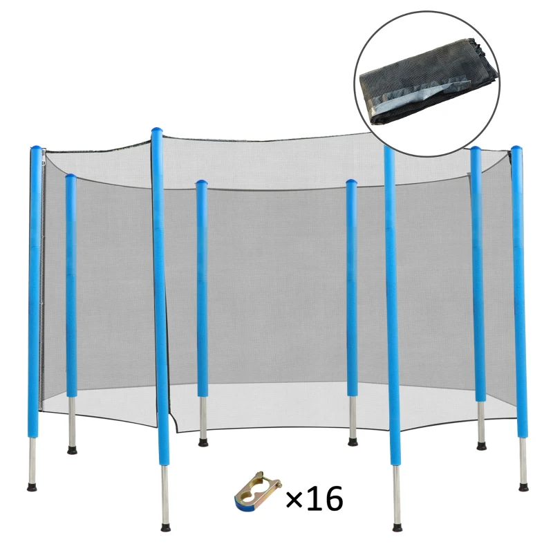 Soozier 12FT Trampoline Net Enclosure Trampolining Bounce Safety Accessories w/ 8 Poles Net Enclosure Only, Black