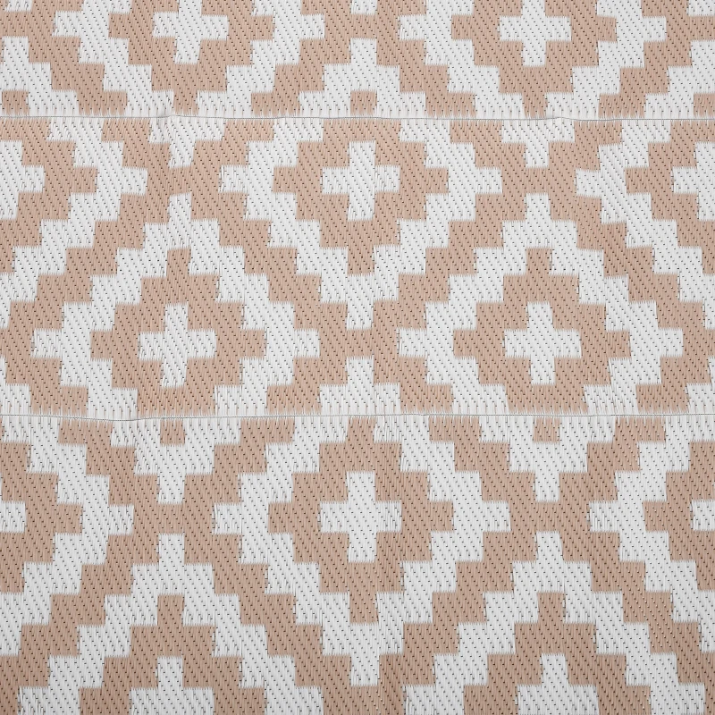 Outsunny Reversible Outdoor RV Rug, Patio Floor Mat, 6' x 9' Plastic Straw Rug for Backyard, Deck, Beach, Camping, Coffee & White