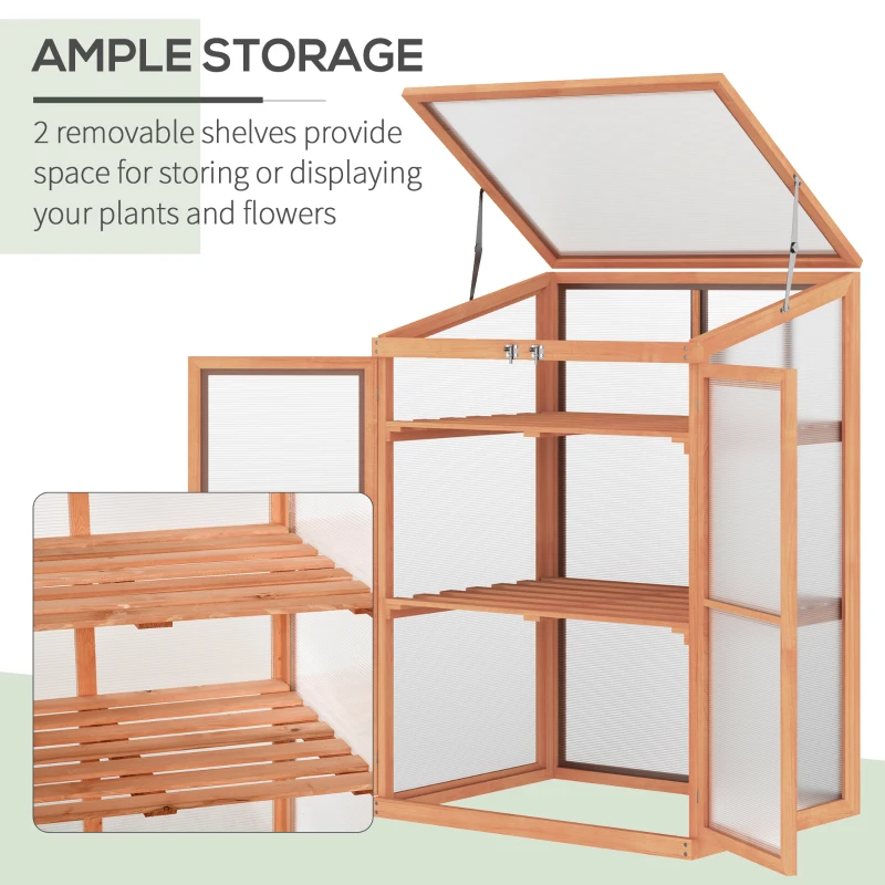 Outsunny Wooden Cold Frame Greenhouse Small Mini Planter Box, 30" L x 24" W x 44" H, Natural
