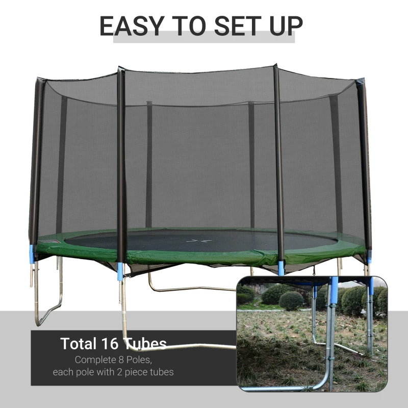 Soozier 12FT Trampoline Net Enclosure Trampolining Bounce Safety Accessories w/ 8 Poles Net Enclosure Only, Black