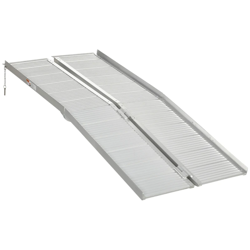 HOMCOM Textured Aluminum Folding Wheelchair Ramp, Portable Threshold Ramp 6', for Scooter Steps Home Stairs Doorways