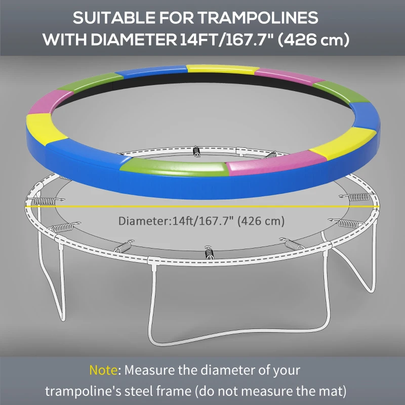 Soozier 14FT Trampoline Spring Cover, Trampoline Pad Replacement, Waterproof and Tear-Resistant, All-Weather Trampoline Accessories, Multi-Colored