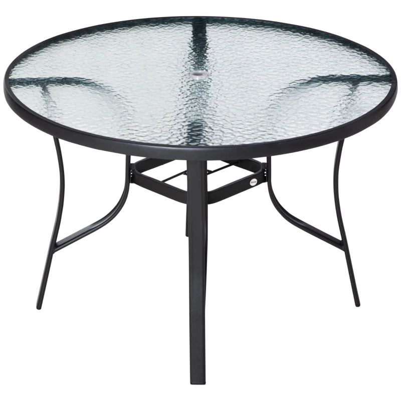 Outsunny 42 inch Patio Dining Table with Umbrella Hole Round Outdoor Bistro Table for Garden Lawn Backyard, Steel