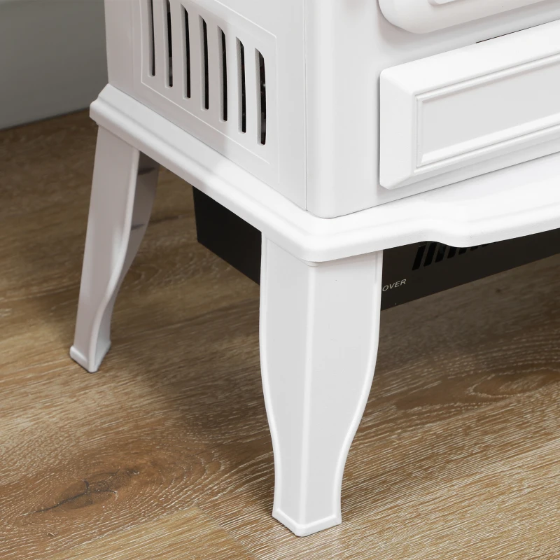 HOMCOM 22" Electric Fireplace Stove, 1500W Freestanding Fireplace Heater with Adjustable Temperature, White