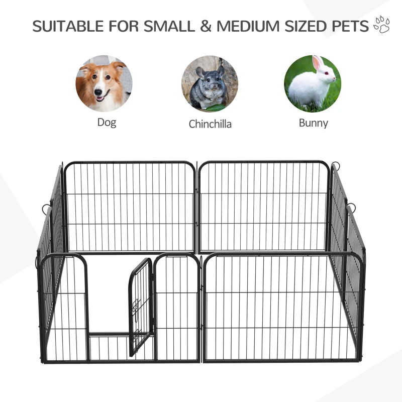 PawHut Dog Playpen, Wide 31.5"W Heavy-Duty Metal Puppy Play Pen, Pet Exercise Fences for Outside and Indoor, DIY Design with Door for Small Dogs, 8 Panels, 23.5"H