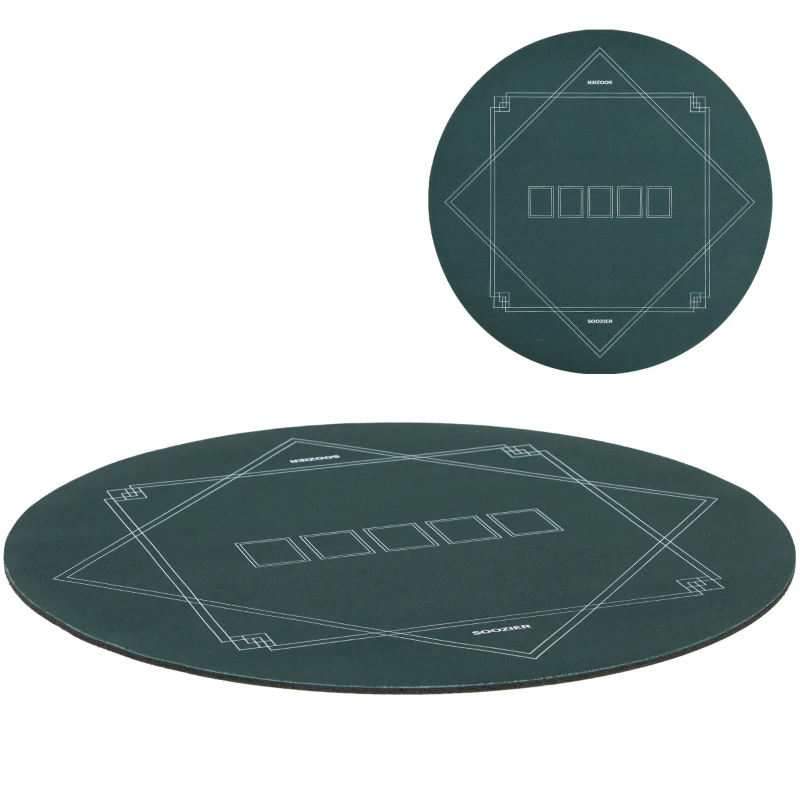 Soozier Poker Mat Texas Hold'em Poker Table Top with Non-Slip Bottom Dark Green