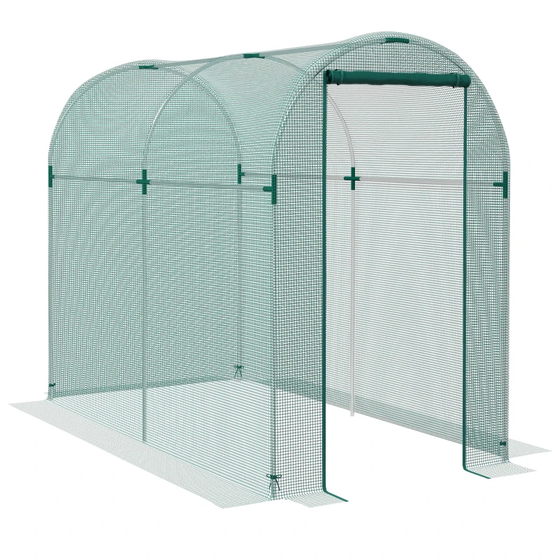 Outsunny Galvanized Steel Crop Cage, Plant Protection Tent with Zippered Door, 4' x 8', Green