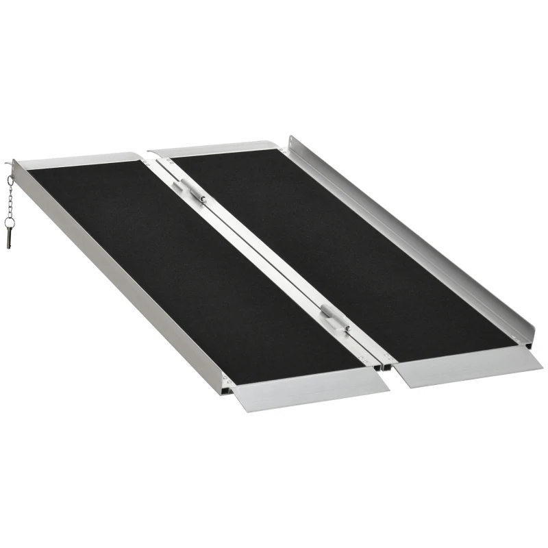 HOMCOM 4' Portable Wheelchair Ramp Aluminum Threshold Mobility Single-fold for Scooter with Carrying Handle
