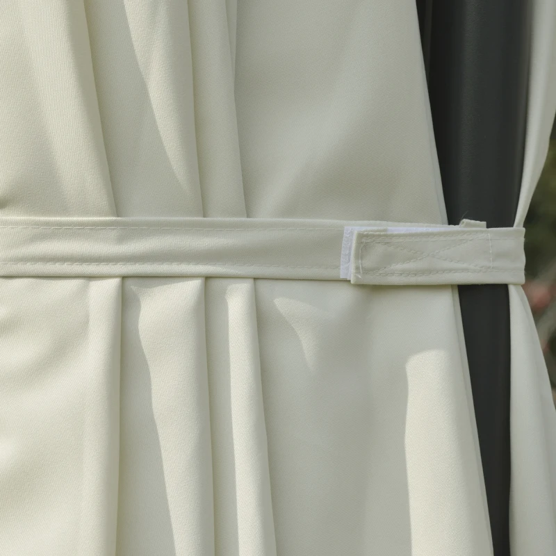 Outsunny Outdoor Patio Umbrella Offset Cantilever Umbrella with Twin Canopy Sunshade Umbrella with Lift Beige