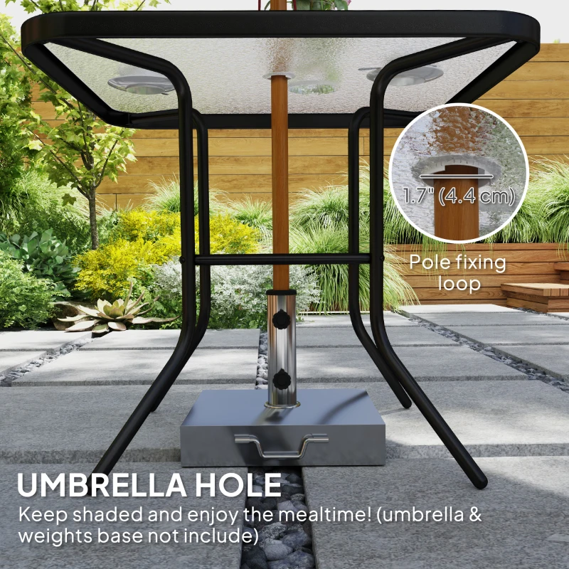 Outsunny 5 Pieces Outdoor Patio Dining Set with Glass Top Table and 4 Mesh Folding Chairs, Small Outdoor Patio Furniture, Grey