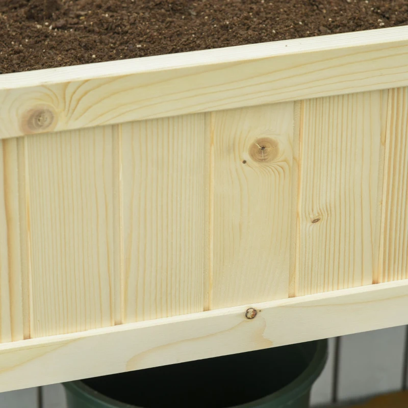 Outsunny Raised Garden Bed Elevated Wooden Planter Box with Space-Saving Folding Design, Drainage Holes, & Inner Liner for Vegetable Fruit Herb Grow(m-8)