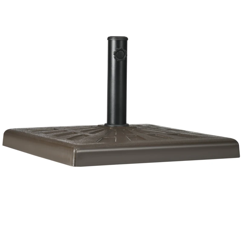 Outsunny 42lbs Resin Patio Umbrella Base, 20" Square Outdoor Umbrella Stand Holder for Parasol Poles 1.26", 1.5", and 1.9" Dia, Brown