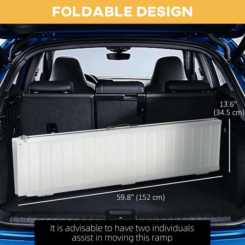 HOMCOM Foldable Portable Wheelchair Ramp Easy Access Carrier Ramp (5ft)