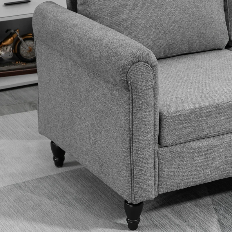 HOMCOM Vintage Loveseat, Upholstered Love Seat Furniture, Chenille-feel Fabric 2 Seater Sofa Couch with Rolled Arms, Gourd-Shaped Rubber Wood Legs for Living Room, Light Grey