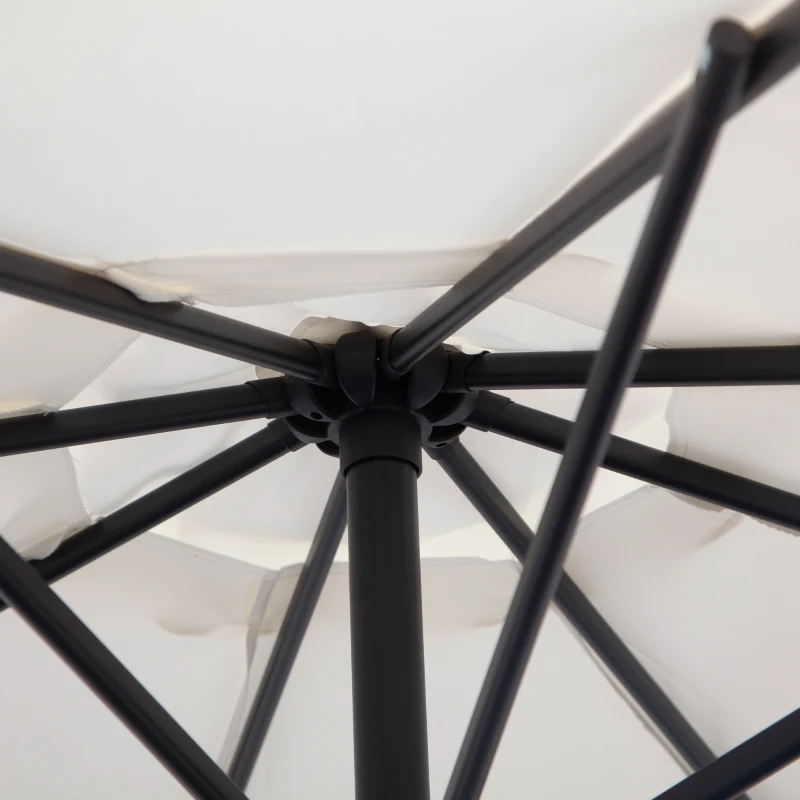 Outsunny 9.7ft Offset Patio UmbrellaCantilever Parasol with Crank Handle, 8 Ribs and Cross Base for Outdoor, Sun Shade, Cream