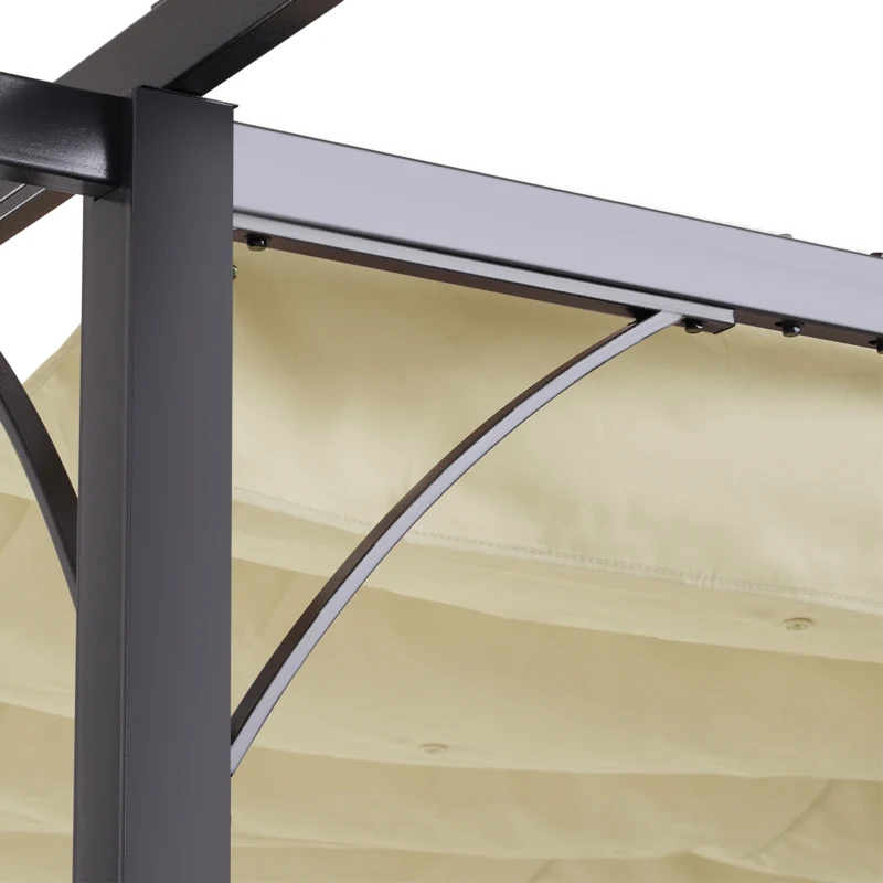 Outsunny 10' x 10' Outdoor Retractable Pergola Canopy, Metal Patio Shade Shelter for Backyard, Porch Party, Garden, Grill Gazebo, Beige