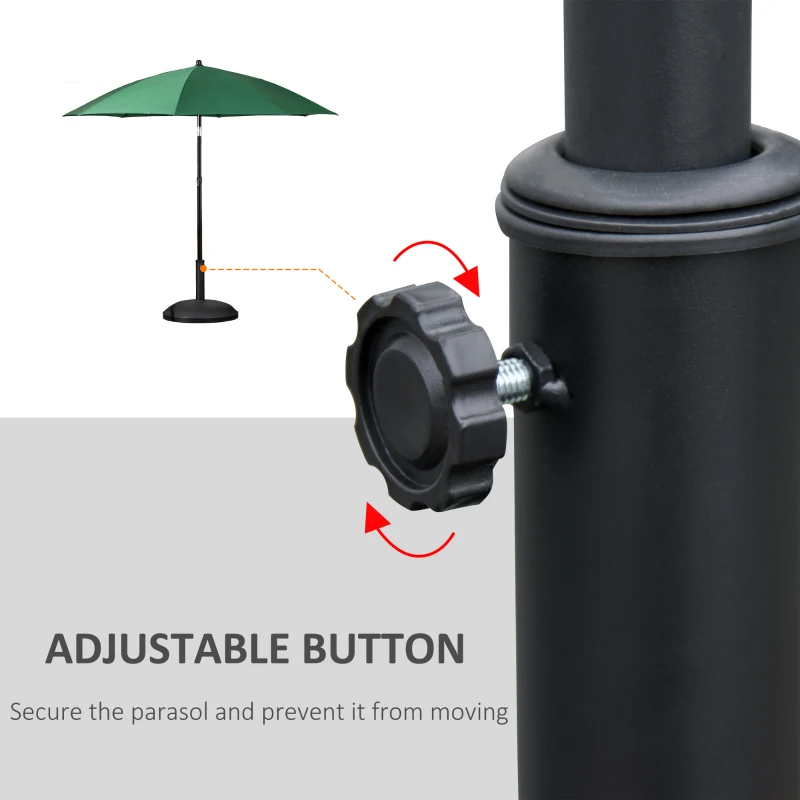 Outsunny 20" 55 lbs Round Cement Umbrella Base Stand Market Parasol Holder with Tightening Knob & Easy Setup, for Φ1.3", Φ1.5", Φ1.9" Pole, for Lawn, Deck, Backyard, Garden, Black