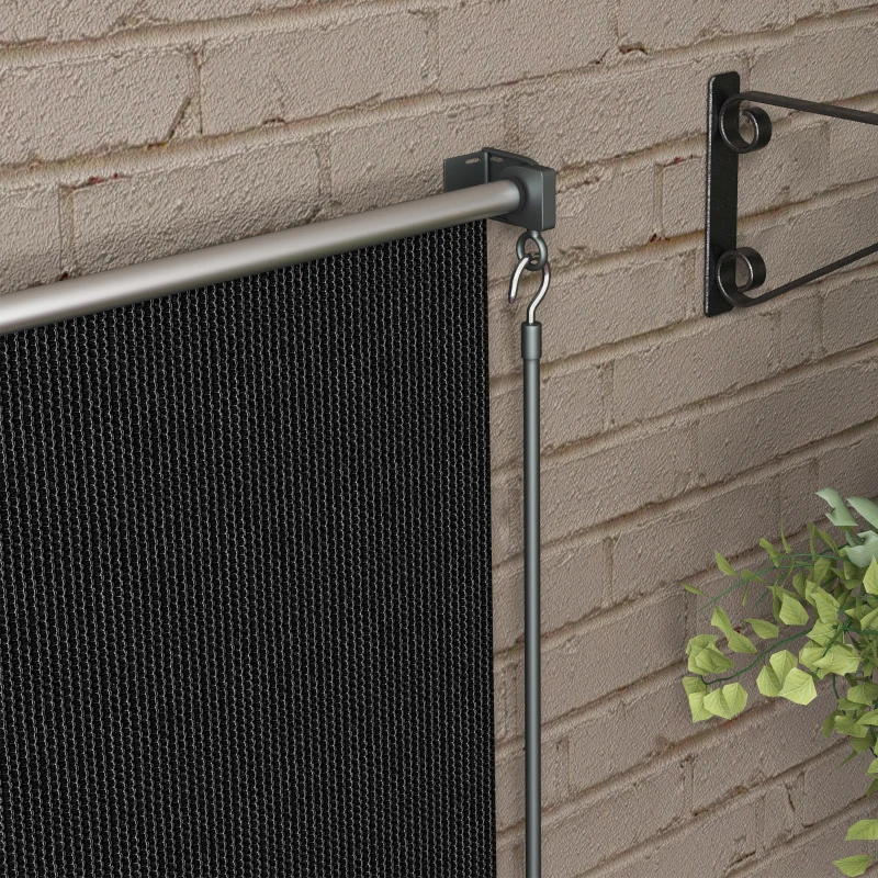 Outsunny 6' x 6' Patio Door Blinds, Outdoor Roller Shades, Cordless Roll Up Shade for Porch Gazebo, Black