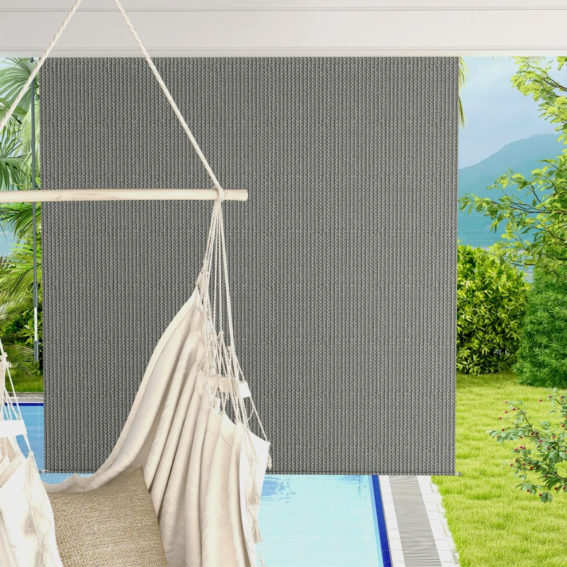 Outsunny 6' x 6' Patio Door Blinds, Outdoor Roller Shades, Cordless Roll Up Shade for Porch Gazebo, Dark Grey