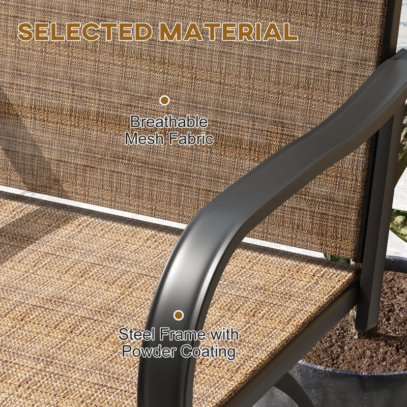 Outsunny Outdoor Bar Stools Set of 2, 360° Swivel Bar Height Chairs, 26.8" x 29.5" x 48.4", Brown