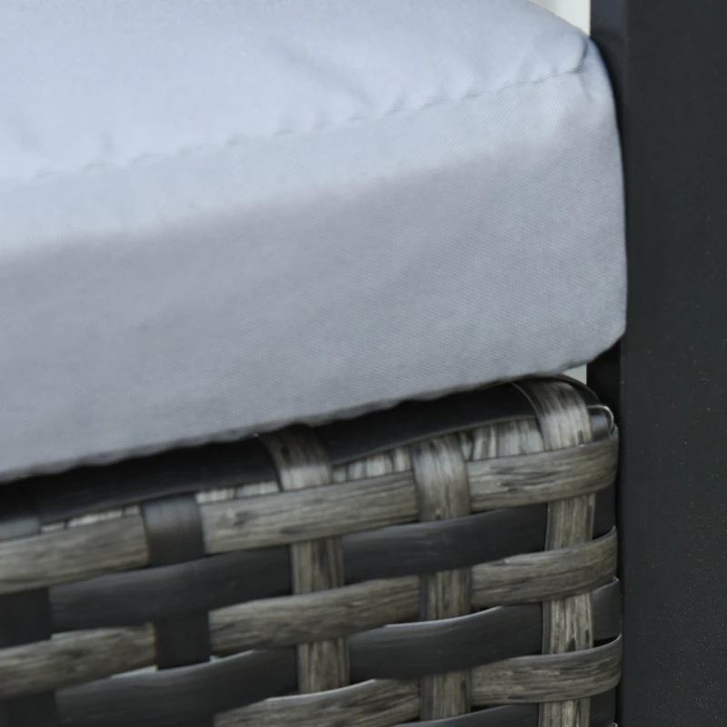 Outsunny 3 Pieces Wicker Patio Furniture Set, Rattan Bistro Set with Glass Top Coffee Table and Cushions, Outdoor Conversation Set for Garden, Porch, Balcony, Grey