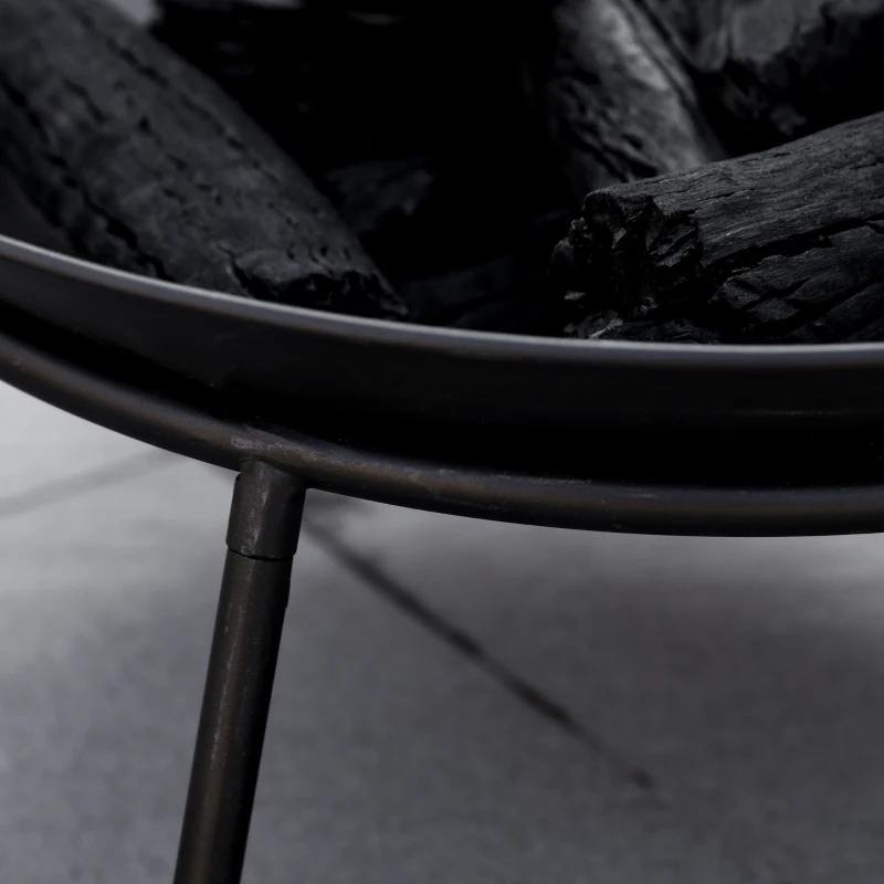 Outsunny Fire Pit with Poker, Garden Fire Brazier Patio Heater Log Wood Burner for Outdoor Camping Bonfire, Black