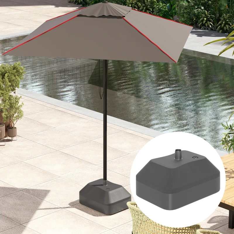 Outsunny Rectangular Plastic Fillable Patio Umbrella Base, Heavy Duty Outdoor Umbrella Stand Base, Filled Up to 53lbs with Stand or 44lbs with Water for Deck Poolside, Black