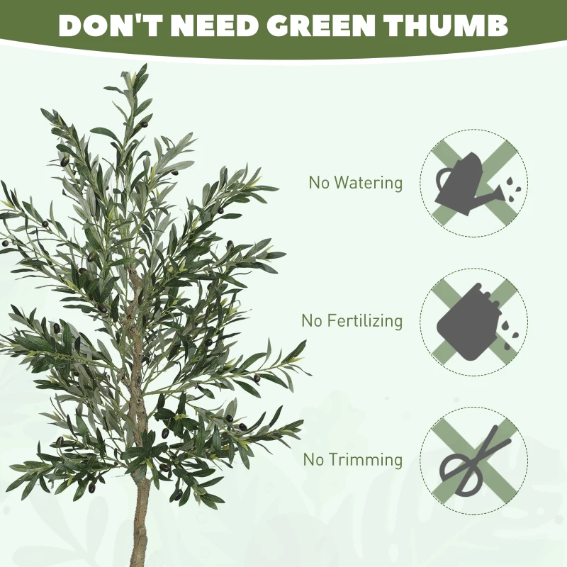 HOMCOM 6ft Artificial Olive Tree in Pot with Silk Leaves, Fruits, Faux Tree, Indoor Fake Plant for Home, Office, Living Room(m-7)