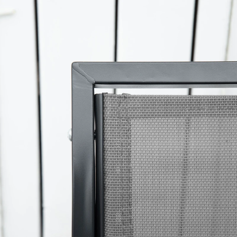 Outsunny Patio Glider with Breathable Mesh Fabric Seat & Backrest, Metal Frame Outdoor Glider Swing Chair with Armrests, Grey