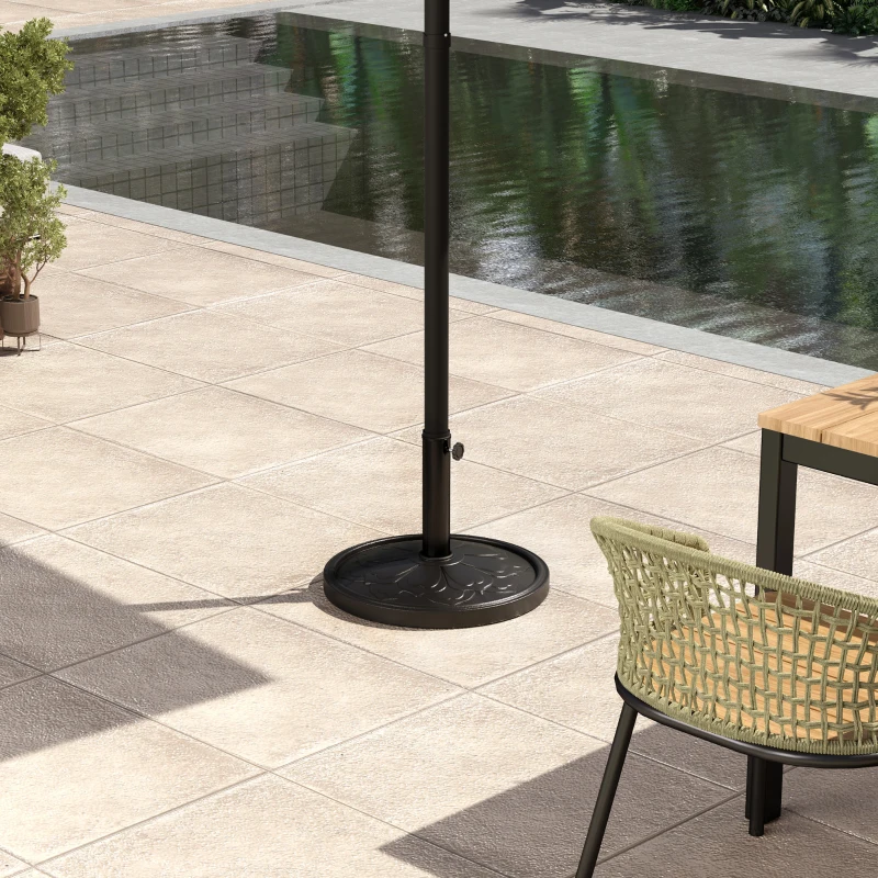 Outsunny Round Patio Umbrella Base, 26 lbs Resin Outdoor Umbrella Stand Base, Patio Umbrella Stand for 1.3"/1.5"/1.9" Umbrella Poles for Outdoor, Lawn, Poolside, Black