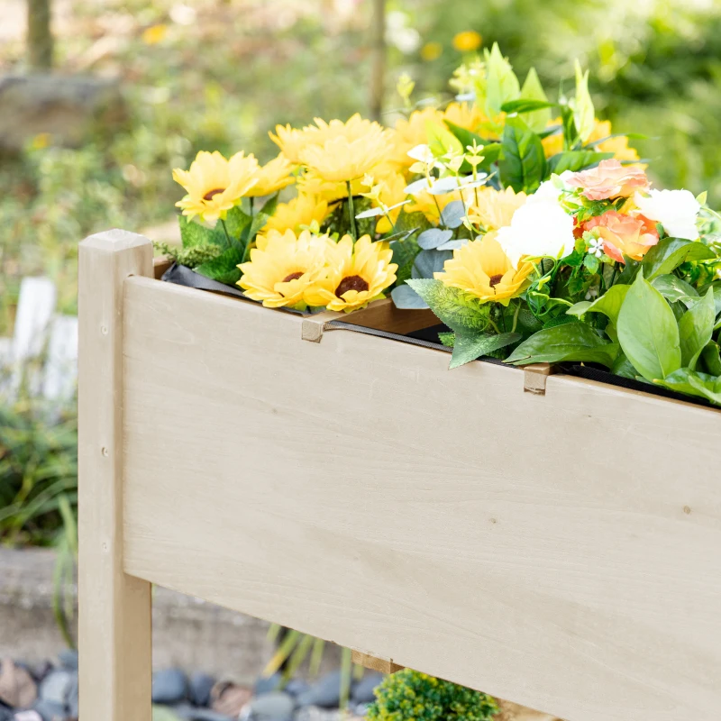 Outsunny Raised Garden Bed Planter Box w/ 8 Grow Grids, Storage Shelf & Lockable Wheels