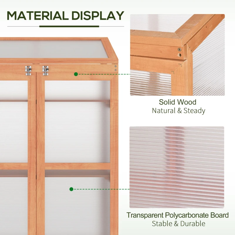 Outsunny Wooden Cold Frame Greenhouse Small Mini Planter Box, 30" L x 24" W x 44" H, Natural