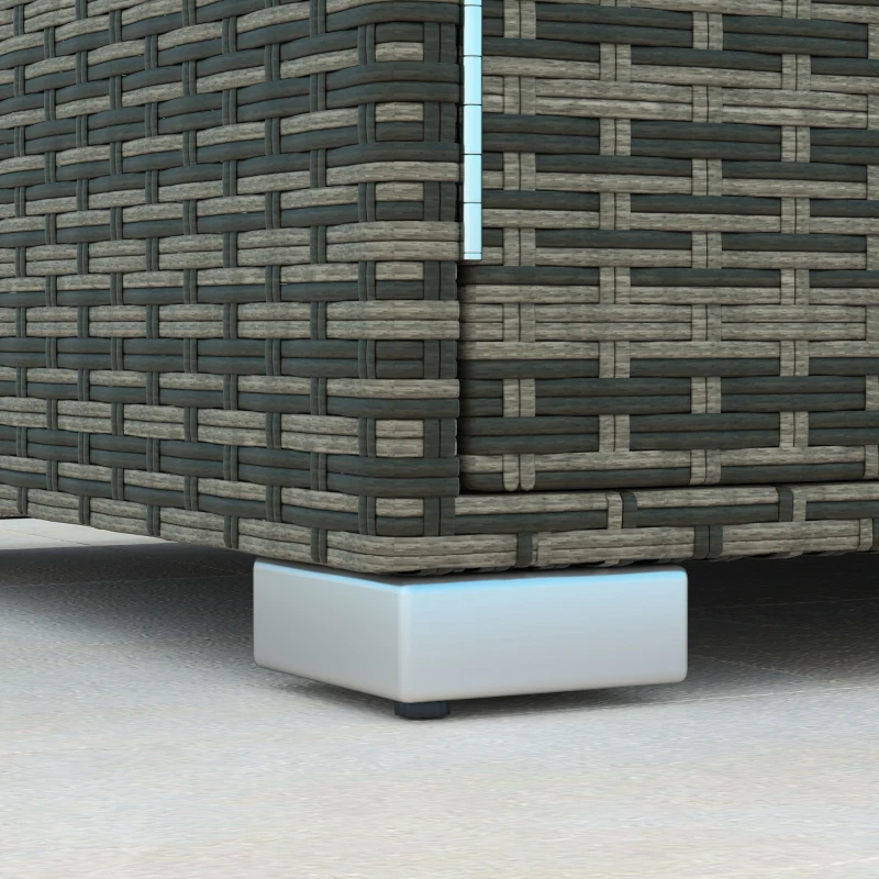 Outsunny 3 Seater Wicker Outdoor Couch Patio Sofa with Storage, Thickened Cushions and Wide Armrests for Porch Yard, Gray