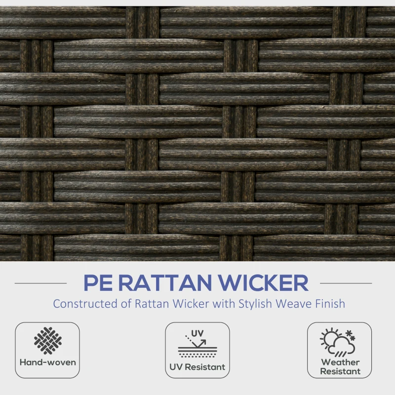 Outsunny 6 Pieces Outdoor Rattan Patio Furniture Set with Corner Sofa, Wood-Plastic Coffee Table, Navy Blue