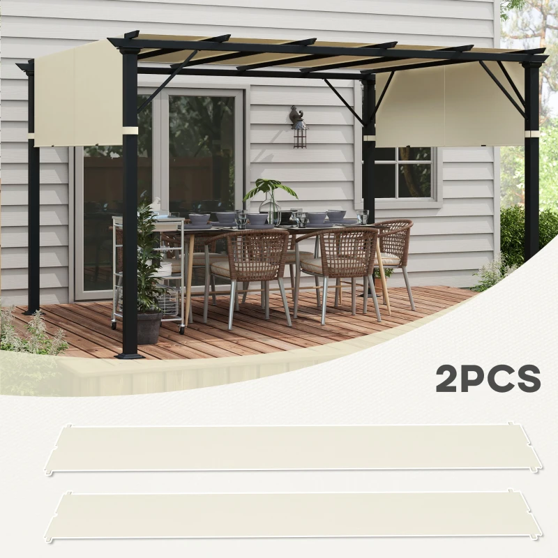 Outsunny 2 Pcs Pergola Replacement Canopy, UV Protection Pergola Shade Cover, Easy to Install, for 10 x 10ft Pergola, Cream White