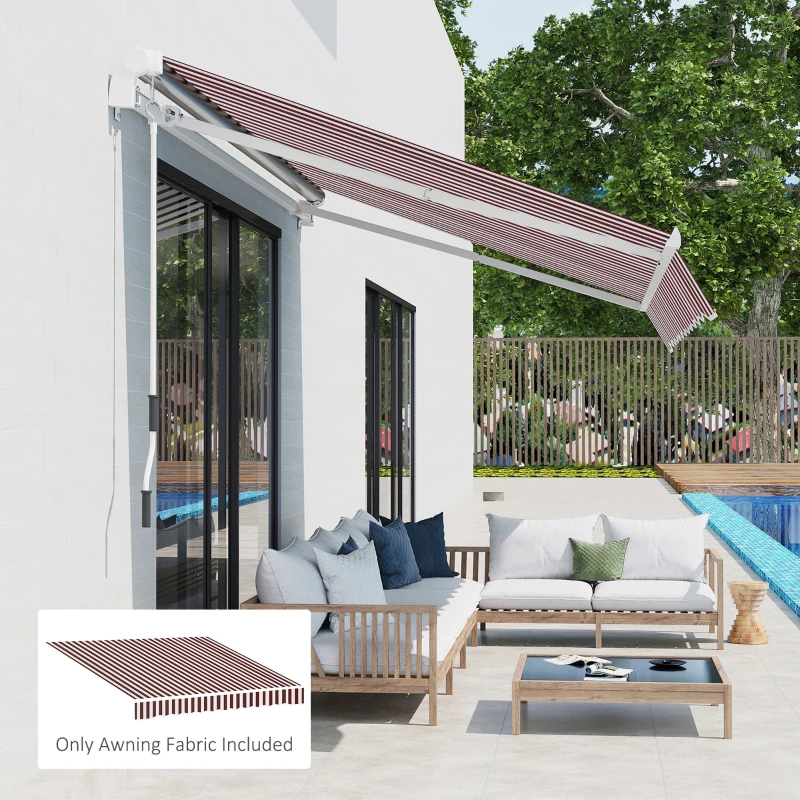 Outsunny 9' x 8' Outdoor Sunshade Canopy Awning Cover, Retractable Awning Fabric Replacement, UV Protection, Red and White