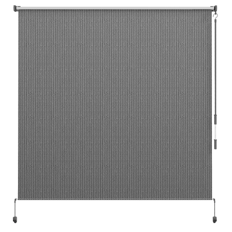 Outsunny 6' x 6' Patio Door Blinds, Outdoor Roller Shades, Cordless Roll Up Shade for Porch Gazebo, Light Grey
