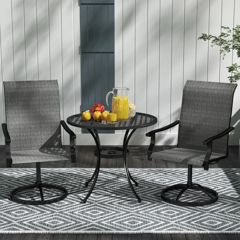 Outsunny Patio Swivel Chairs Set of 2, High Back Patio Dining Chairs with All-Weather Mesh for Backyard, Lawn, Garden, Gray
