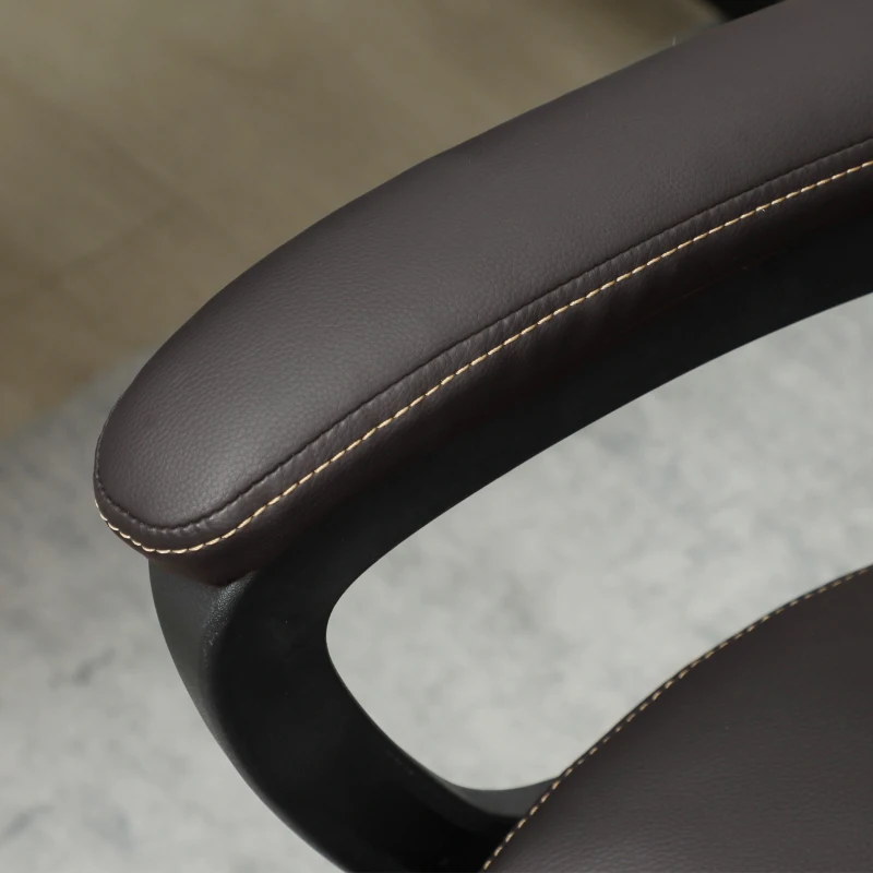HOMCOM High Back Ergonomic Office Chair, PU Leather Executive Desk Chair with Adjustable Height and Swivel Wheels, Brown