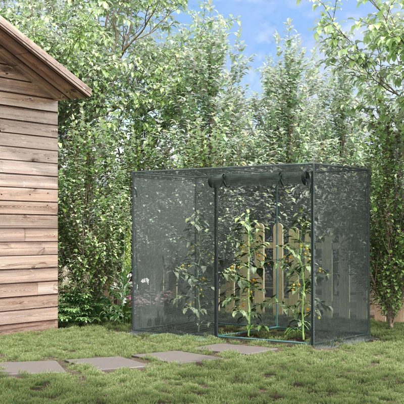 Outsunny 6' x 3' Crop Cage, Plant Protection Tent with Zippered Doors for Vegetable Garden, Backyard, Black(m-10)