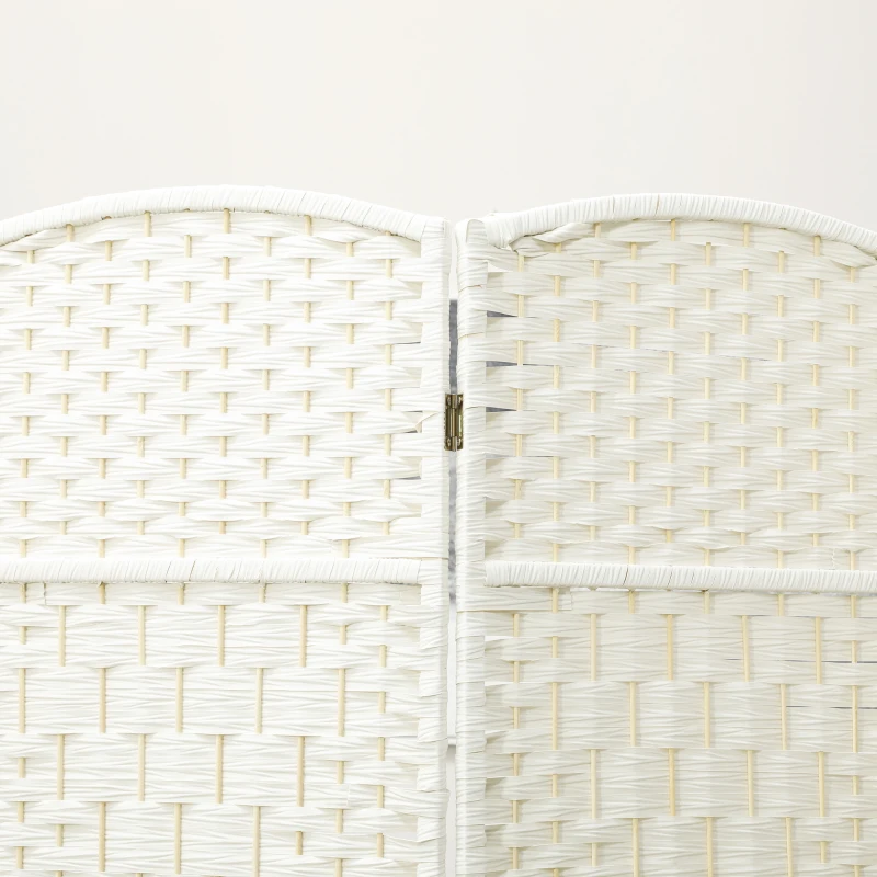 HOMCOM Folding Room Divider Screen 4 Panel 6' Tall Privacy Screen Freestanding Wood Partition for Home Office, White