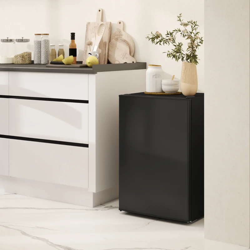 HOMCOM 2.5 Cu.Ft Mini Fridge, Single Door Compact Refrigerator with Freezer, Adjustable Thermostat, Reversible Door, Black