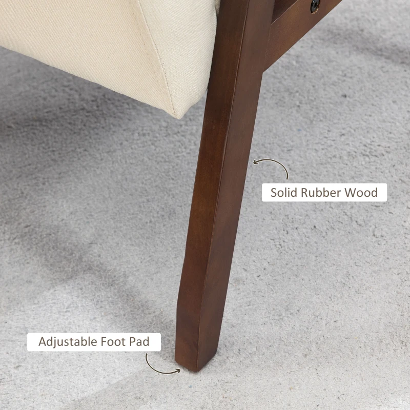 HOMCOM Modern Accent Chairs with Cushioned Seat, Upholstered Linen-Feel Armchair for Bedroom, Living Room, Cream White