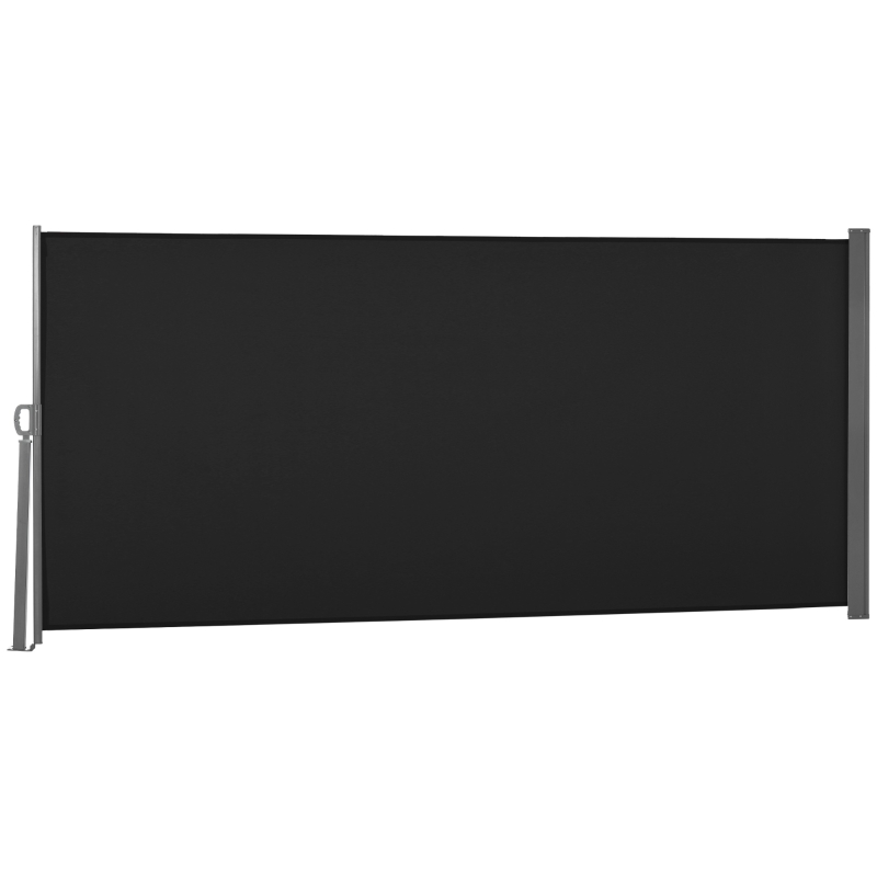 Outsunny 118" x 63" Retractable Side Awning Patio Outdoor Folding Privacy Screen with Resistance to UV Rays & Wind, Black