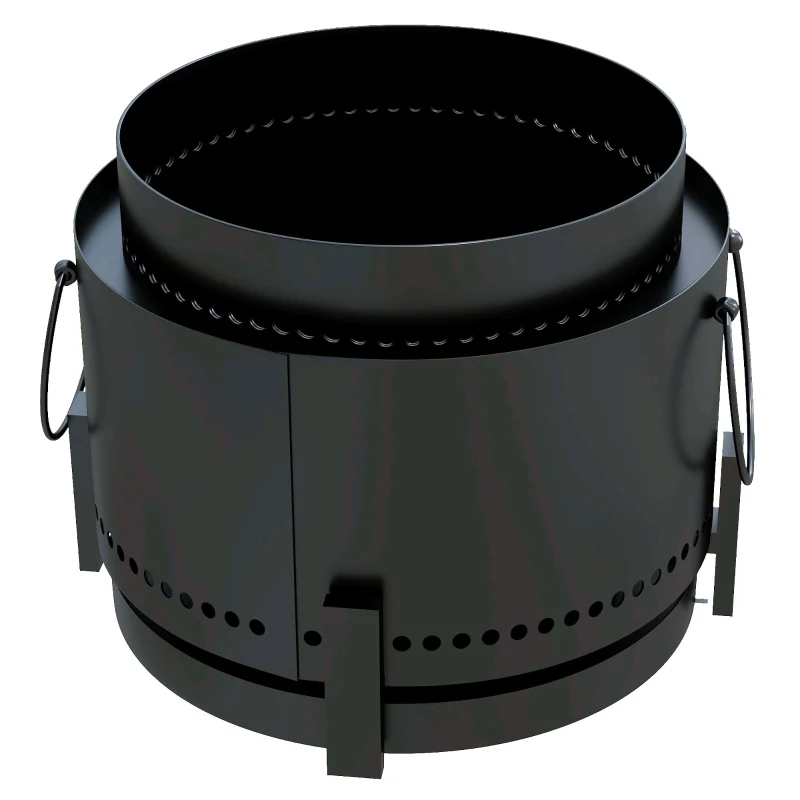 Outsunny Smokeless Fire Pit with Ash Catcher, Portable Wood Burning Firepit with Poker for Garden Camping Bonfire Party, Black