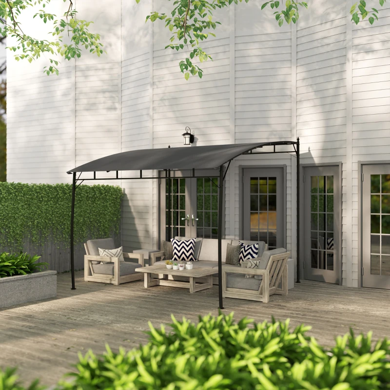 Outsunny 10' x 10' Outdoor Pergola Gazebo, Garden Sun Shade Shelter with Metal Frame for Porch, Patio, Deck, Backyard, Gray