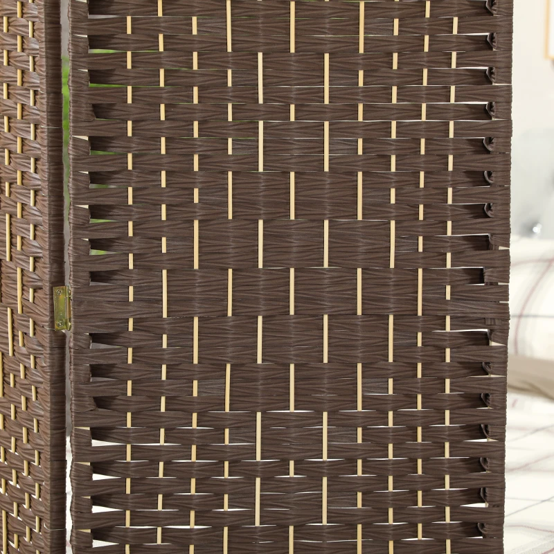 HOMCOM Folding Room Divider Screen 4 Panel 6' Tall Privacy Screen Freestanding Wood Partition for Home Office, Brown