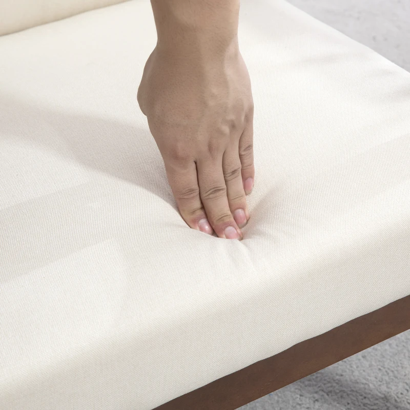 HOMCOM Modern Accent Chairs with Cushioned Seat, Upholstered Linen-Feel Armchair for Bedroom, Living Room, Cream White