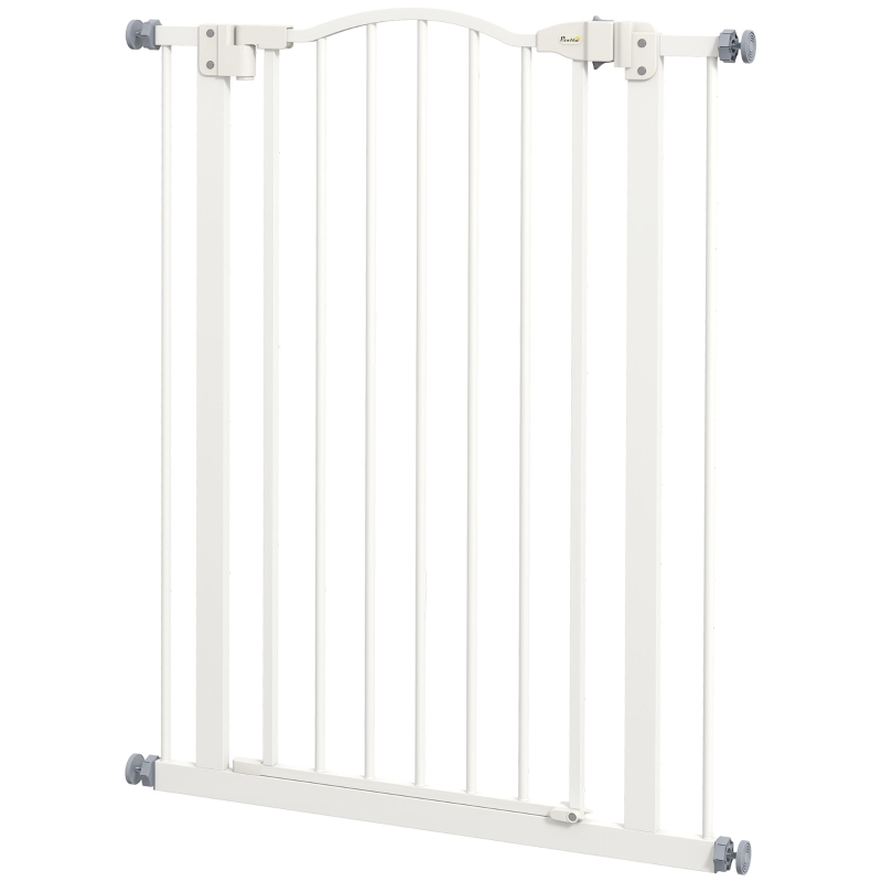 PawHut Extra Tall Dog Gate with Door, Pressure Fit, Auto Close, Double Locking for Doorways Hallways Stairs, 29"-32", White